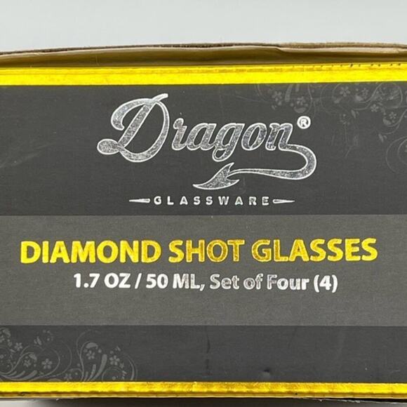 NWOT Dragon Glassware diamond shot glasses new in box set of 4 - Picture 8 of 10